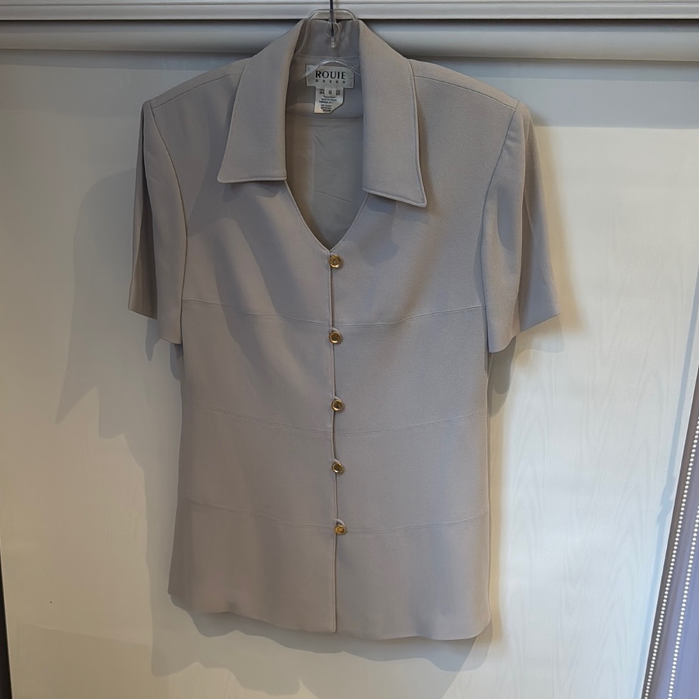 Rouje Tan Fitted Notched Collar Button Down Shirt